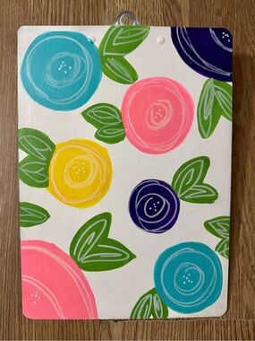 Hand-Painted White Floral Clipboard - Bright Multi-Color
